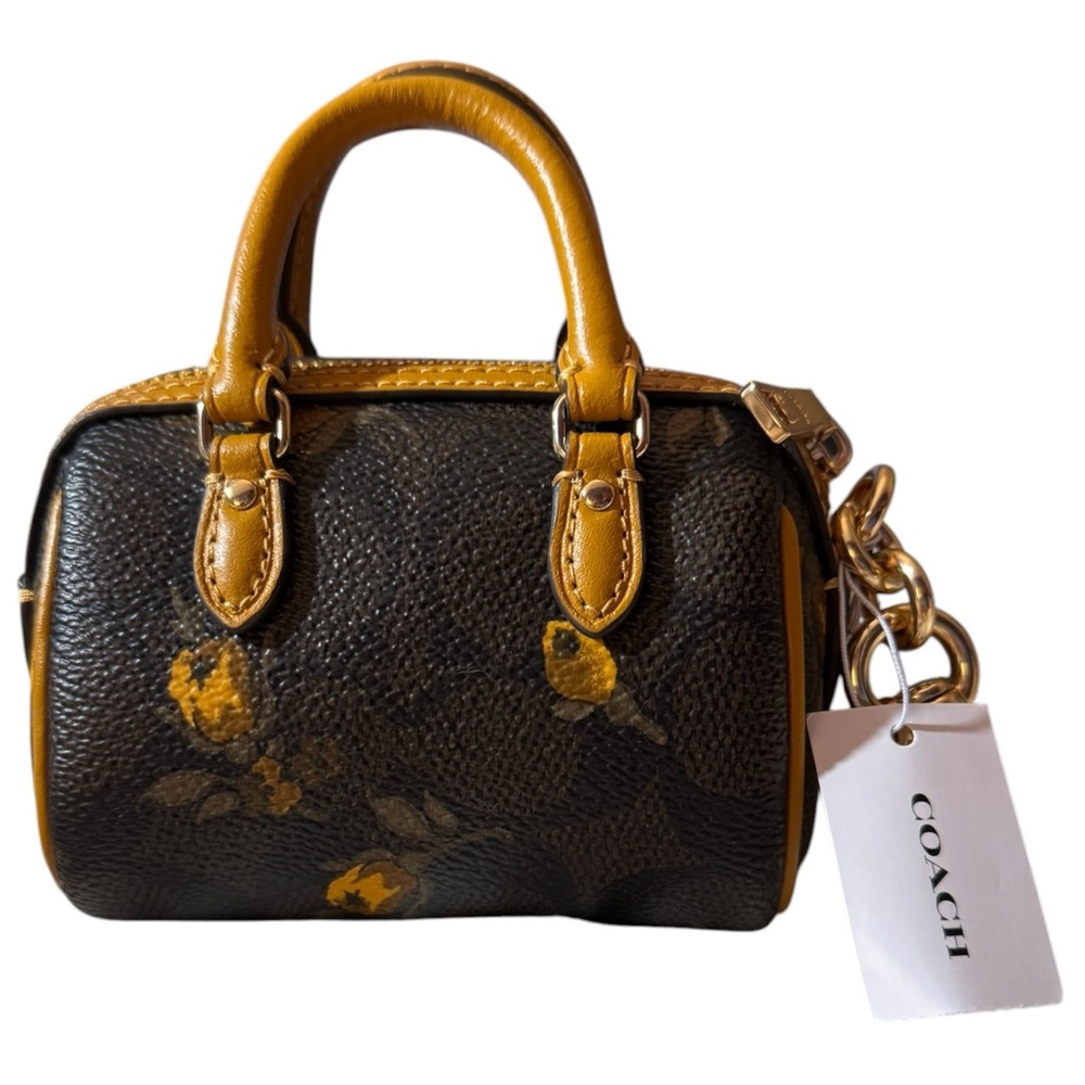 Coach Mini Rowan Bag Charm in Signature Canvas with Floral Print, NWT - Picture 2 of 9
